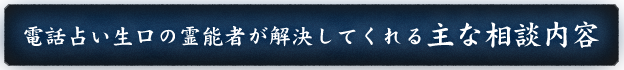 電話占い「生口」の霊能者が解決してくれる主な相談内容